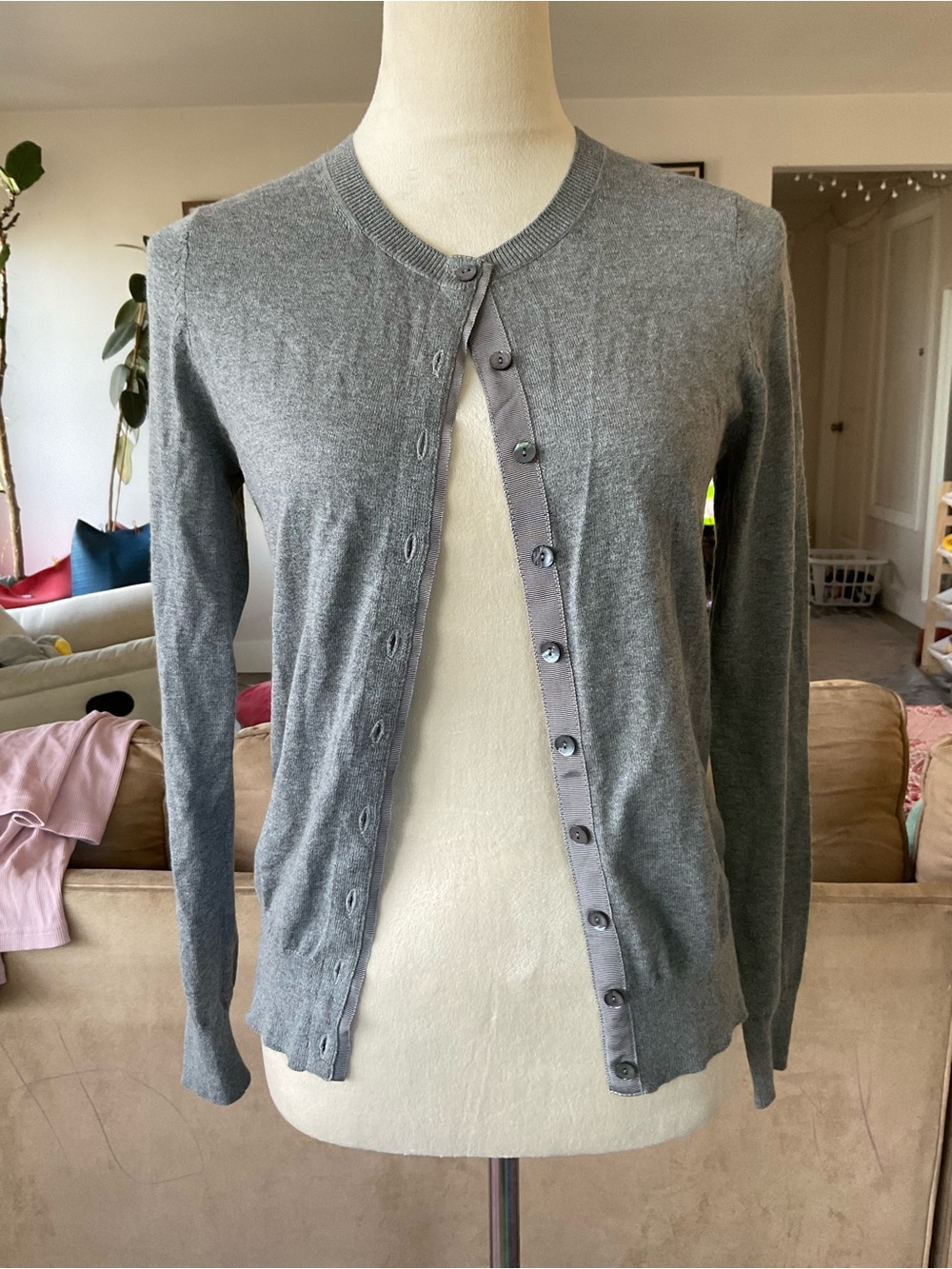 🐨 Banana Republic Heather Grey Cotton Cashmere Fine Knit Sweater XS